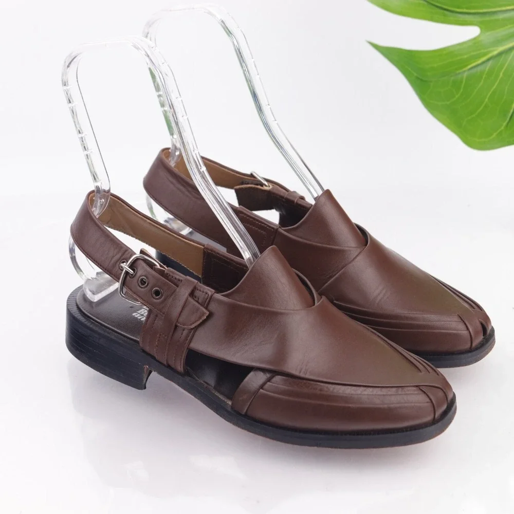 English Boot House Mens Sandals Size 9 Brown Leather Closed Toe Fisherman Shoes